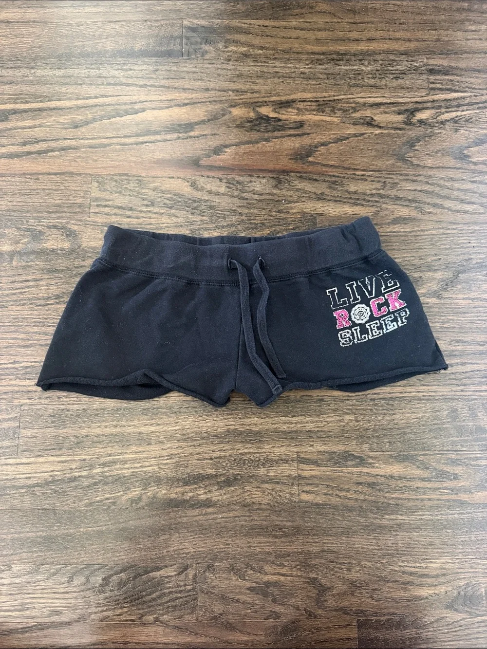 No Boundaries Black Athletic Shorts with Pink Accent